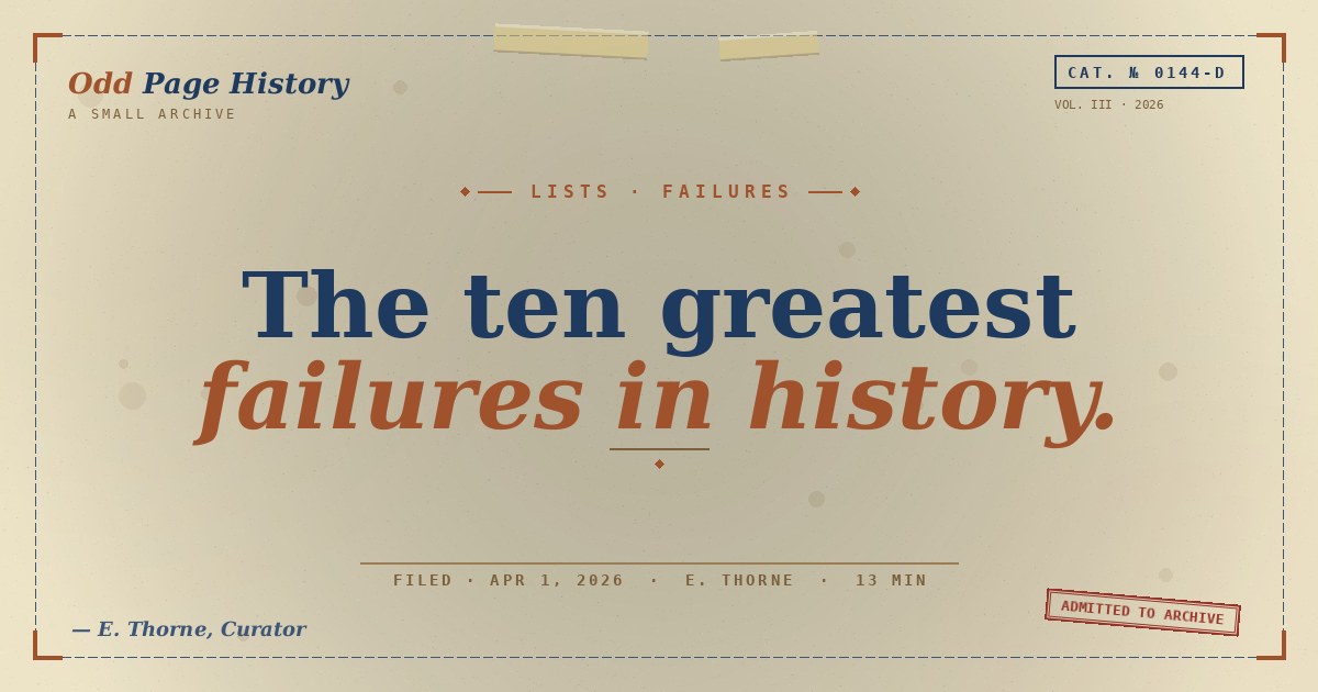 The Ten Greatest Failures in History