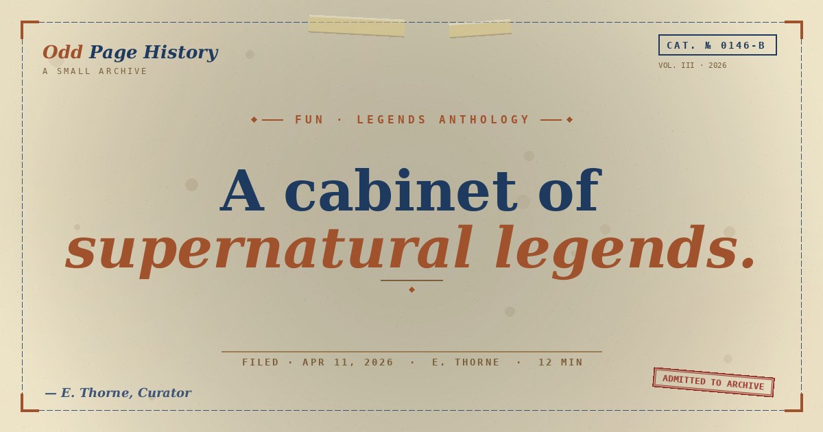 A Cabinet of Supernatural Legends, Filed by Region